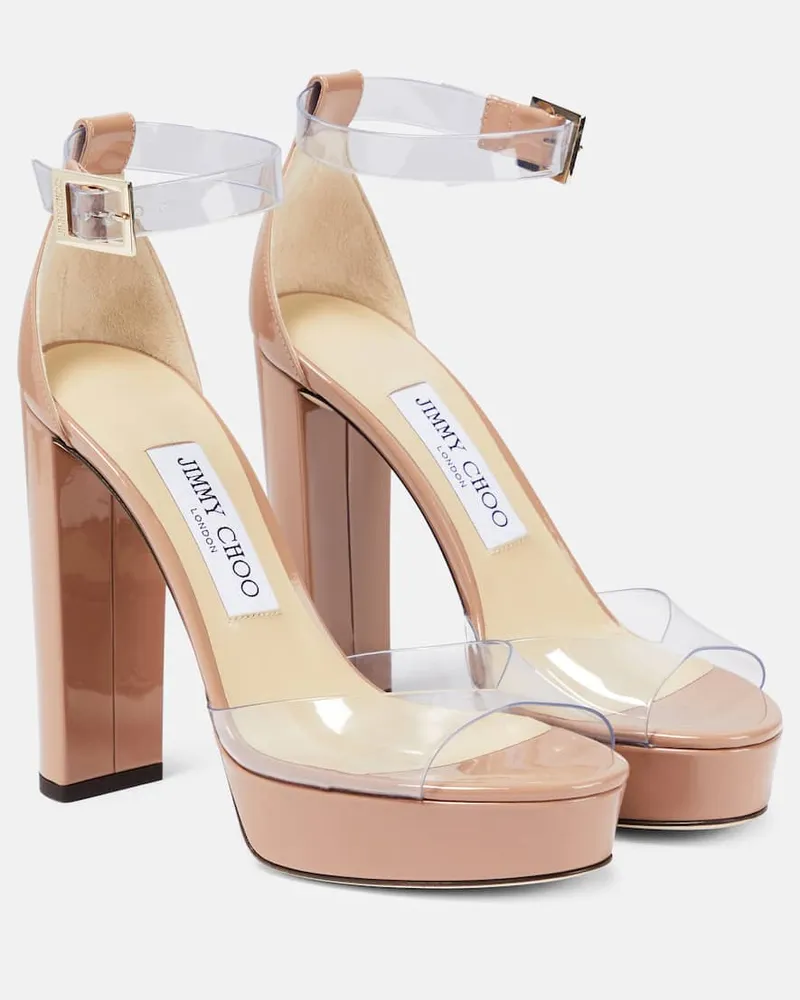 Jimmy Choo Plateausandalen Albi 120 mit Lackleder Rosa