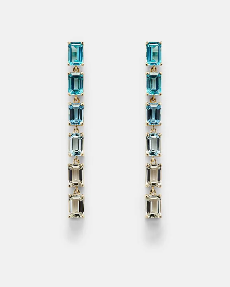 Suzanne Kalan Ohrringe Dawn aus 14kt Gelbgold mit Topas Blau
