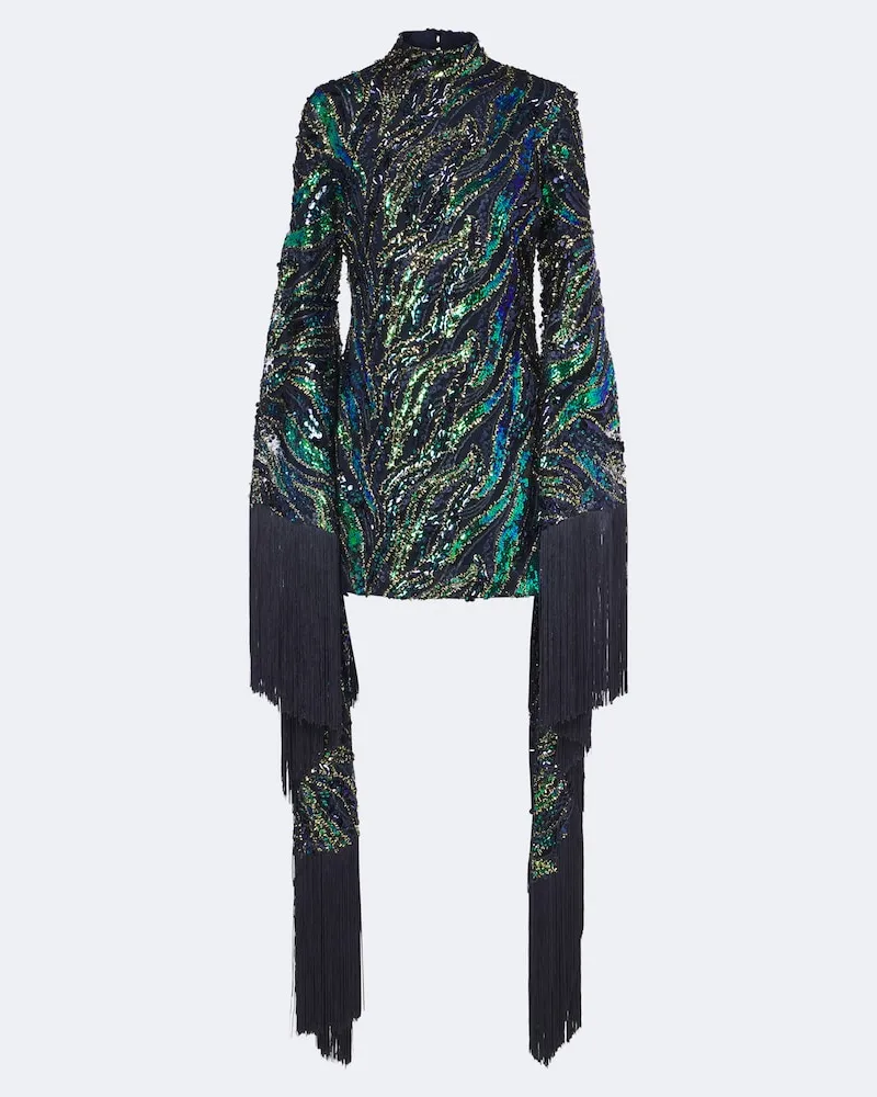 Taller Marmo Minikleid Disco Dragon aus Tüll mit Pailletten Multicolor