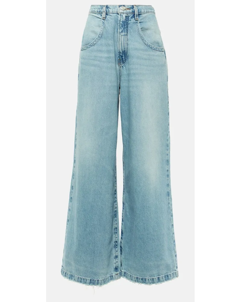 Frame Denim High-Rise Wide-Leg Jeans The Skater Blau