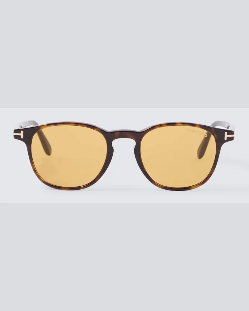 Tom Ford Runde Sonnenbrille Holt Braun