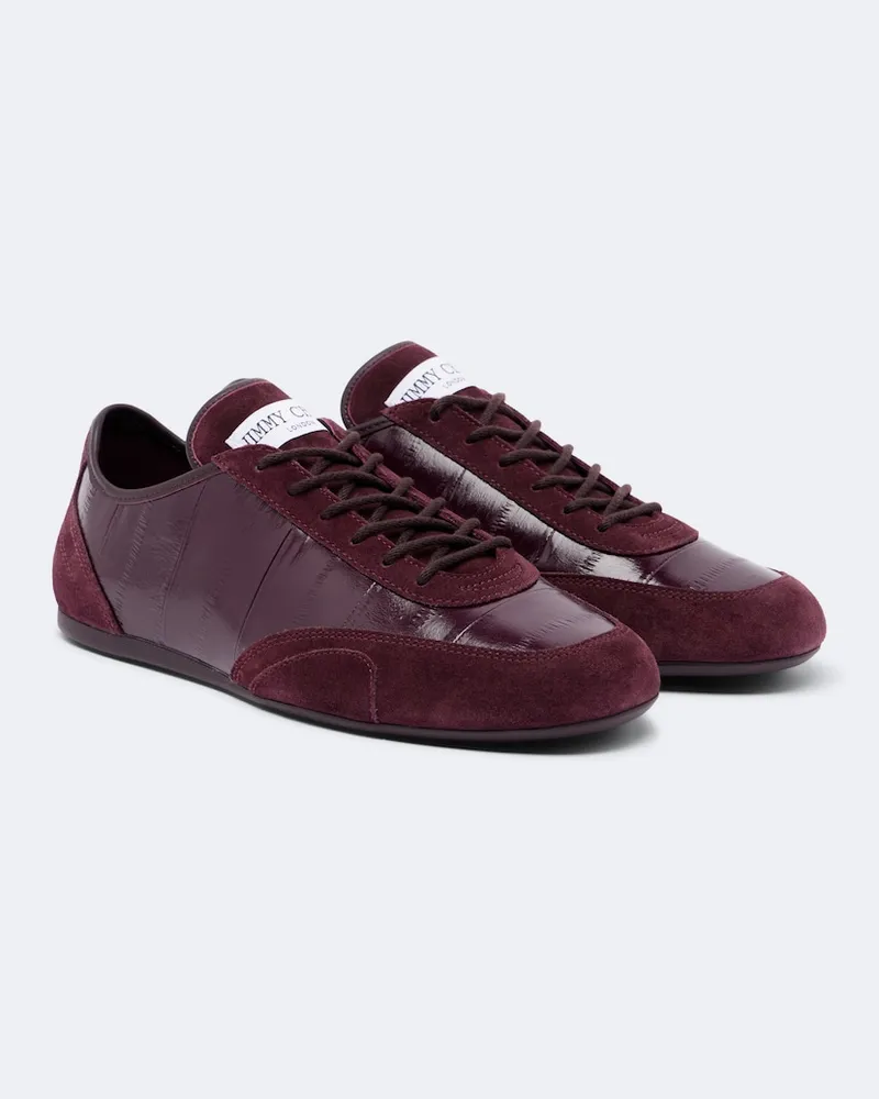 Jimmy Choo Sneakers Sunny aus Leder und Veloursleder Burgunderrot
