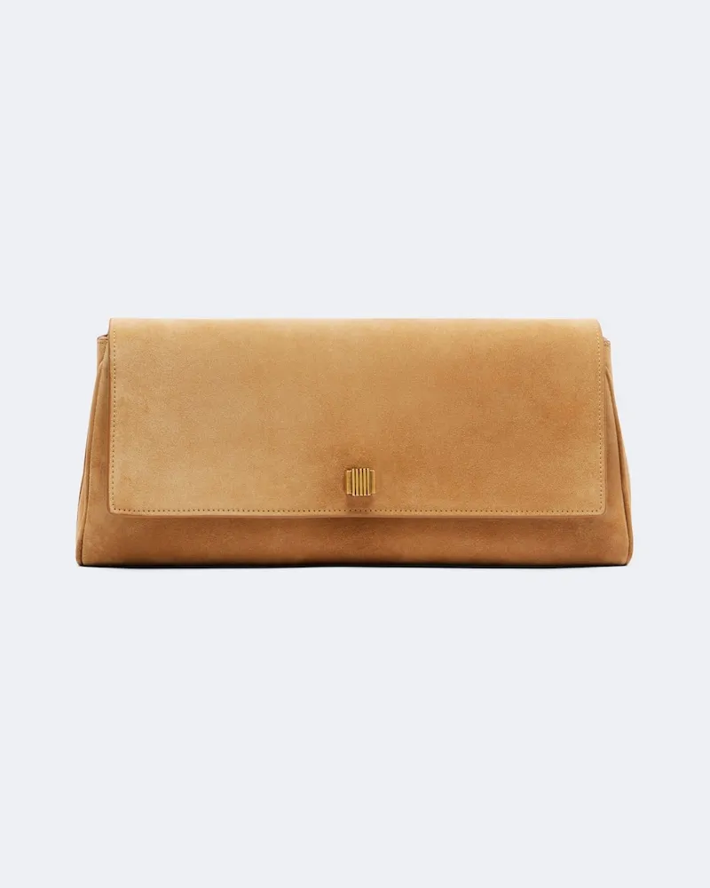 KHAITE Clutch Audrey aus Veloursleder Beige