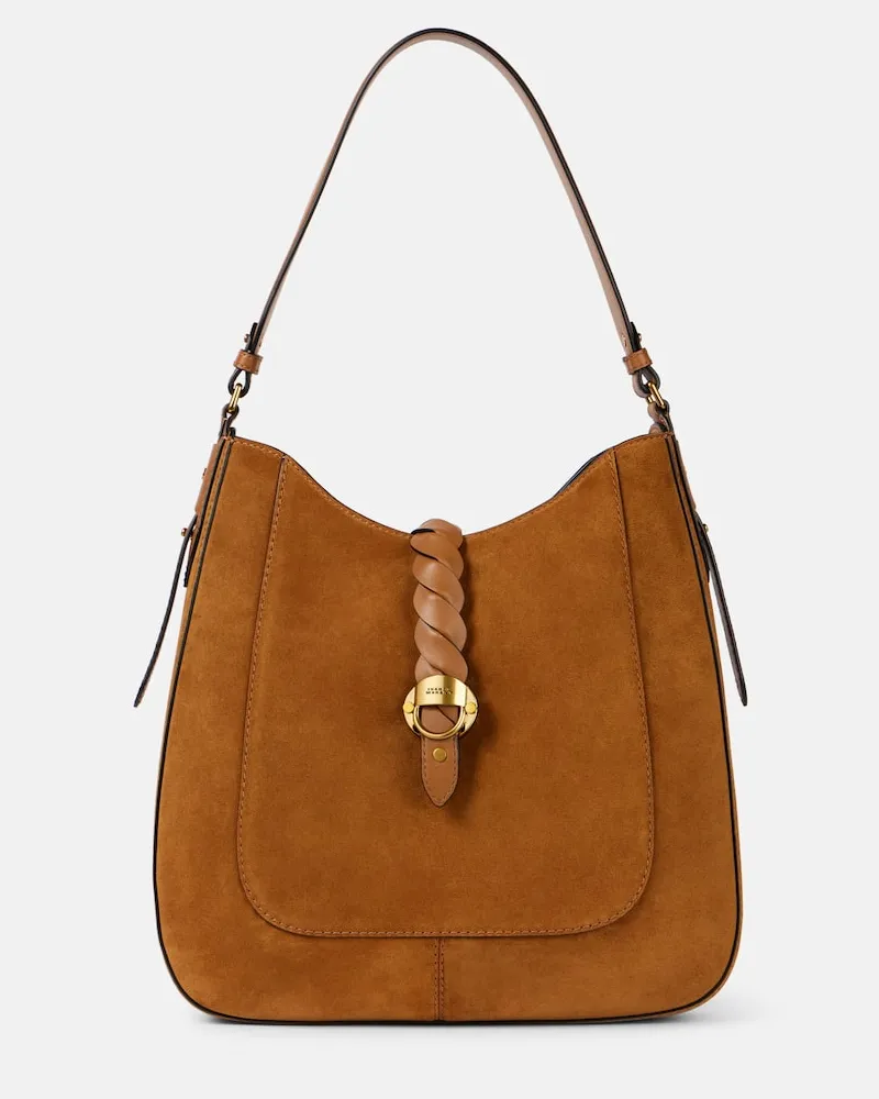 Isabel Marant Schultertasche Altay aus Veloursleder Braun