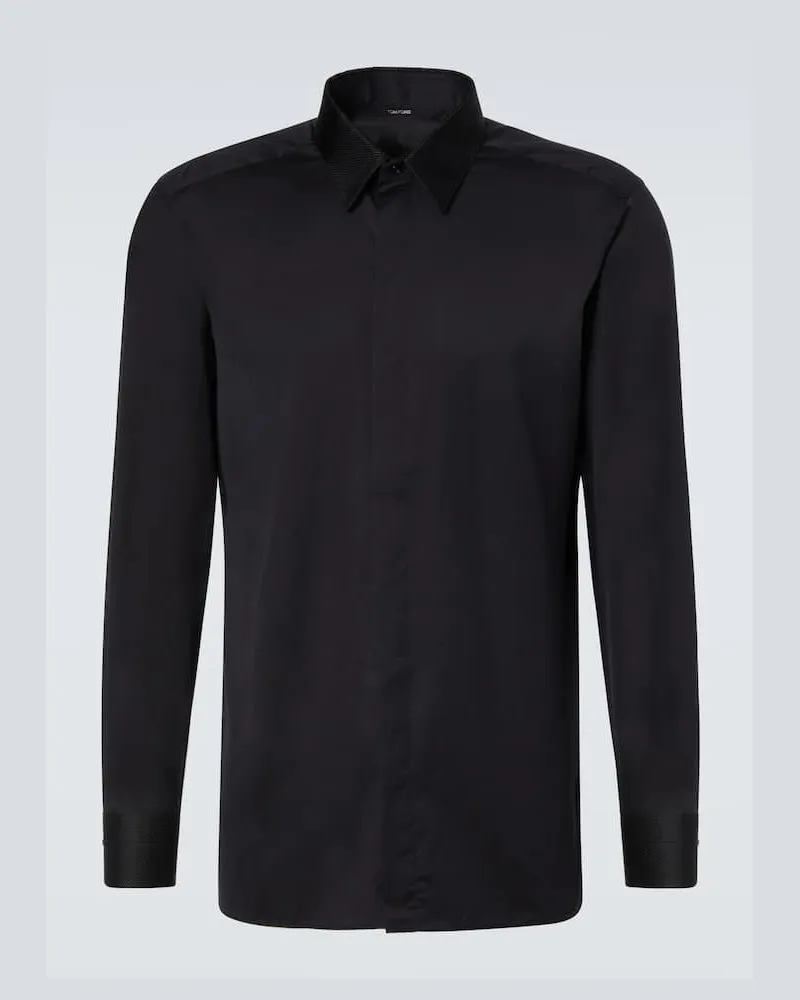 Tom Ford Hemd aus Baumwolle und Seide Schwarz