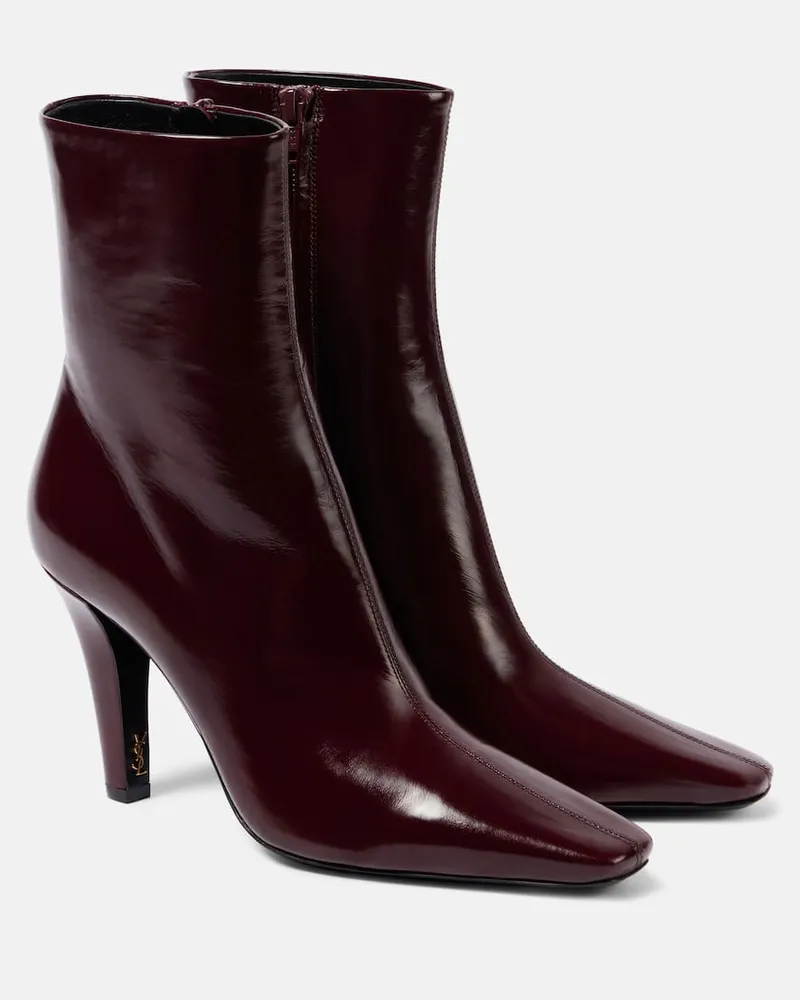 Saint Laurent Ankle Boots Jill 95 aus Leder Burgunderrot