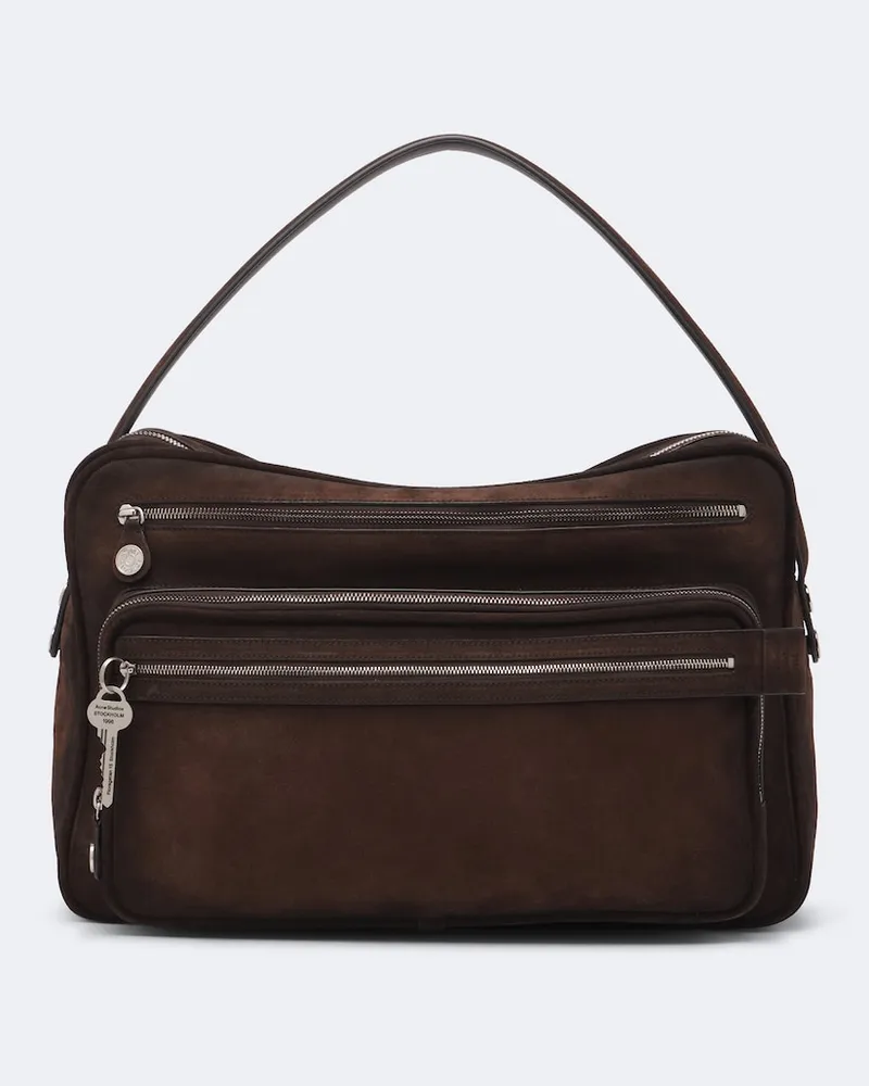 Acne Studios Schultertasche Camero Camera aus Veloursleder Braun