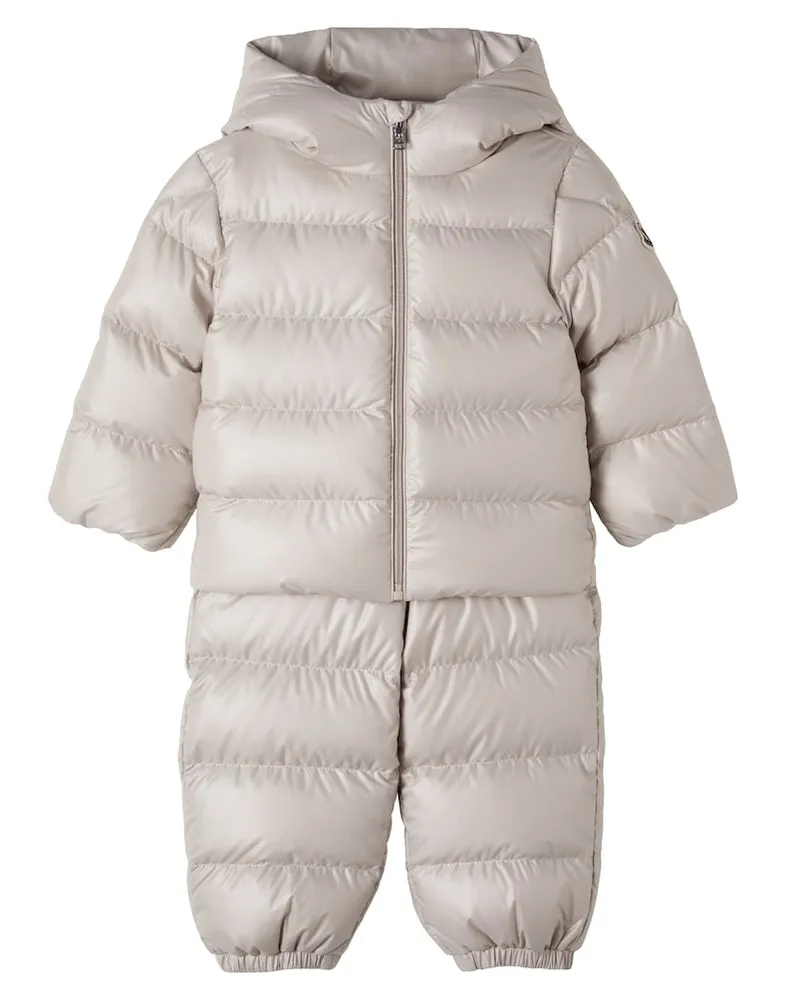 Moncler Baby wattiertes Set aus Hoodie und Latzhose Beige