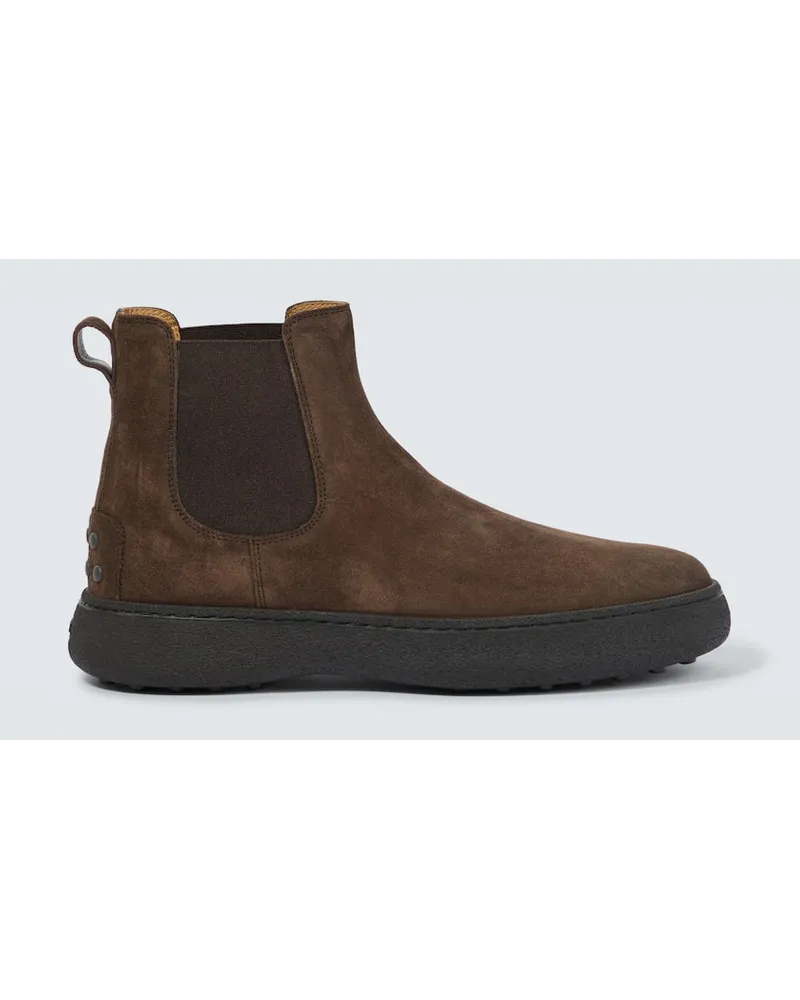 TOD'S Chelsea Boots Gommino aus Veloursleder Braun