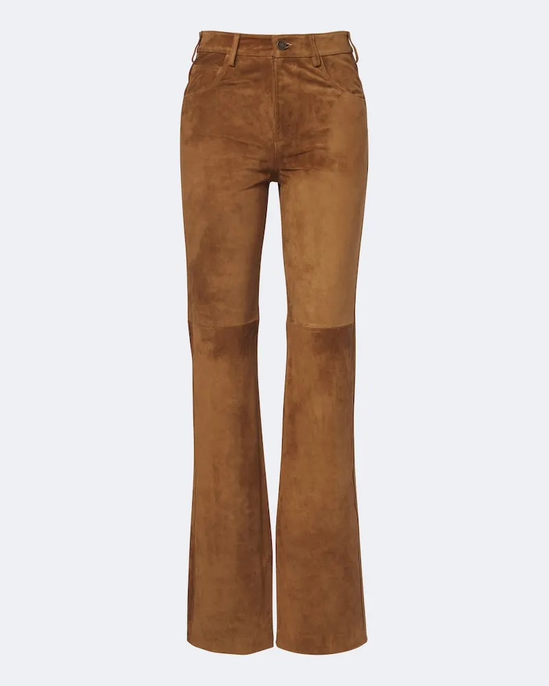 Nili Lotan Gerade Hose Joan aus Veloursleder Braun