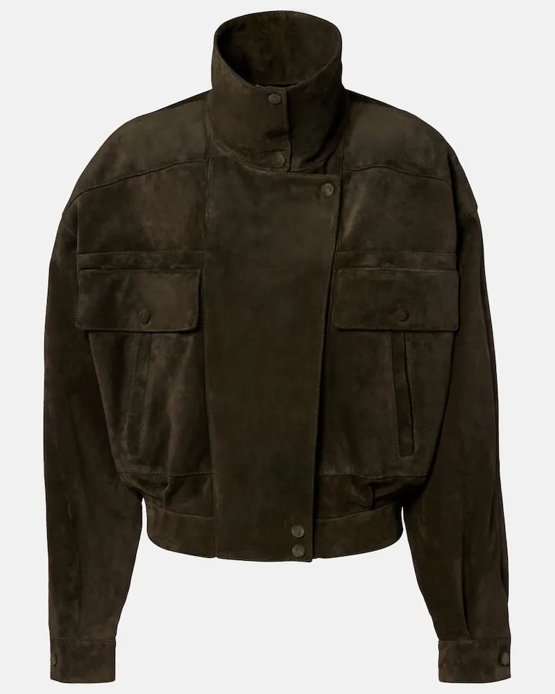 Saint Laurent Jacke aus Veloursleder Grün