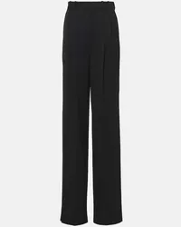 Saint Laurent Weite High-Rise-Hose aus Wolle Schwarz