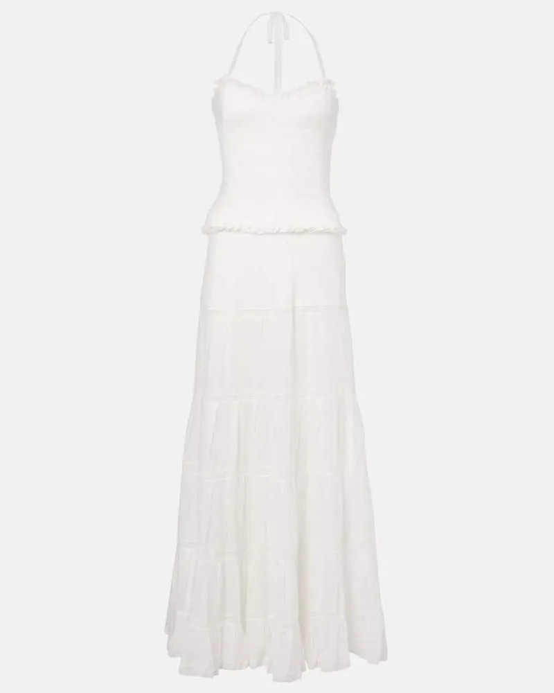 Poupette St Barth Maxikleid aus Baumwolle Weiß