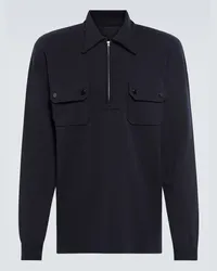 Maison Margiela Polopullover Utility aus Baumwolle und Wolle Blau