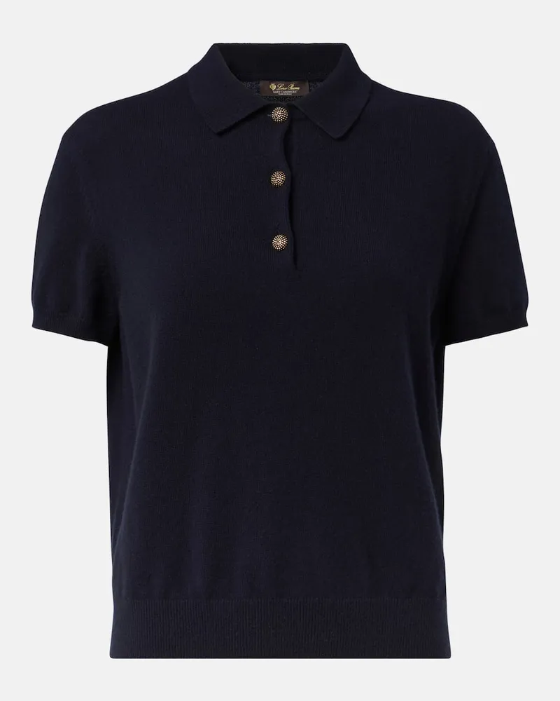 Loro Piana Polohemd aus Kaschmir Blau