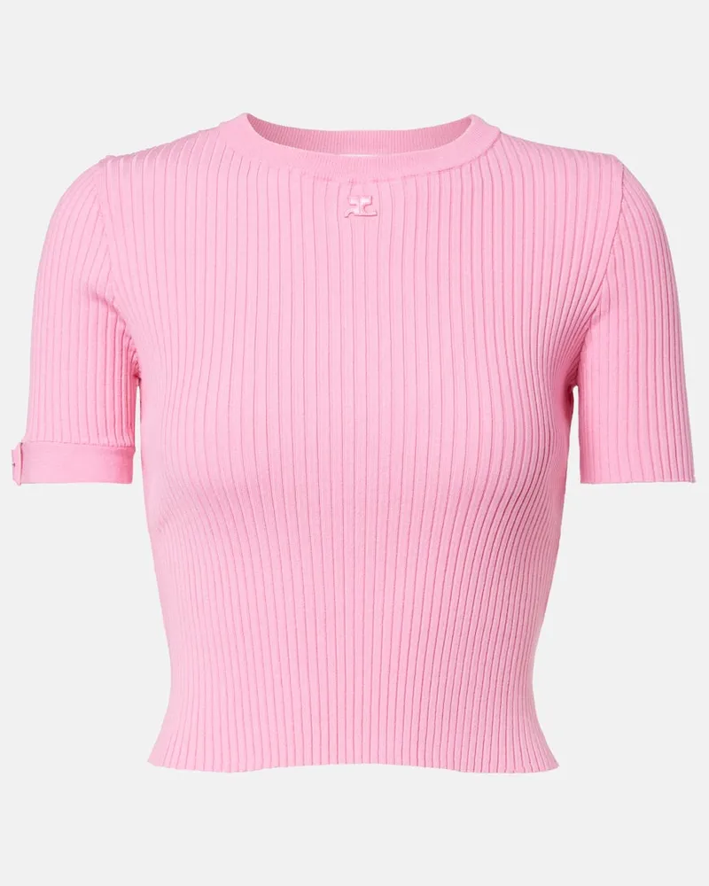 Courrèges Courrèges Cropped-Top aus Rippstrick Rosa