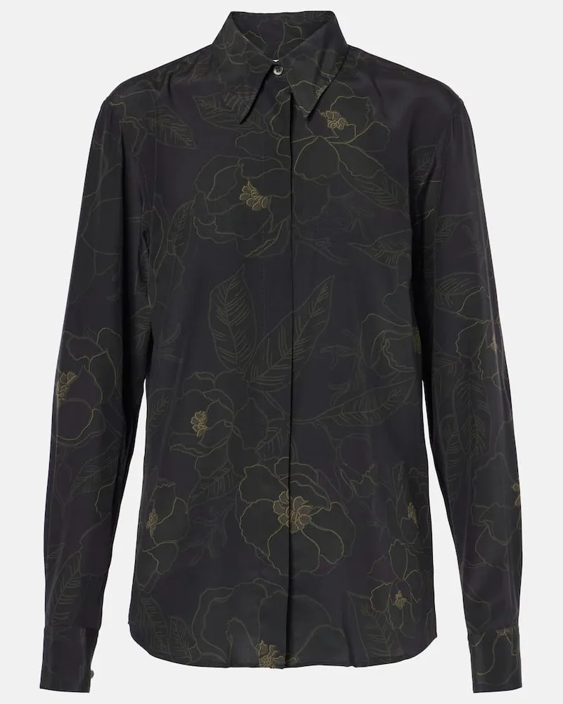 Dries van Noten Bedrucktes Hemd aus Seide Schwarz