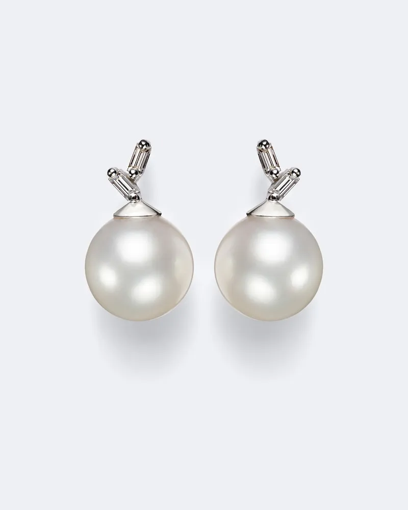 Suzanne Kalan Ohrringe aus 18kt Weißgold mit Diamanten und Perlen Silber