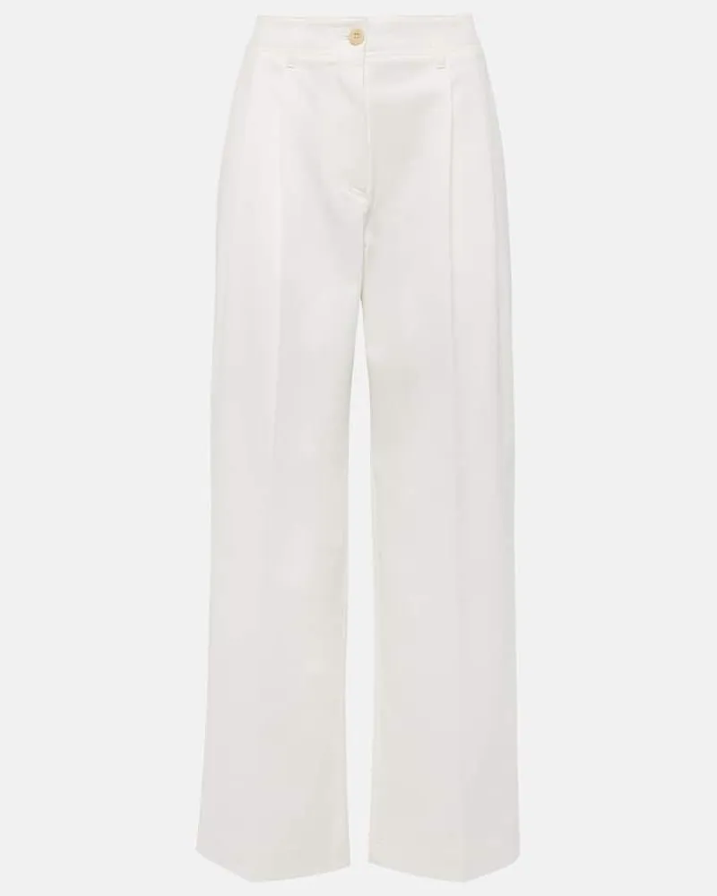 Totême Weite High-Rise-Hose aus Baumwoll-Twill Weiß