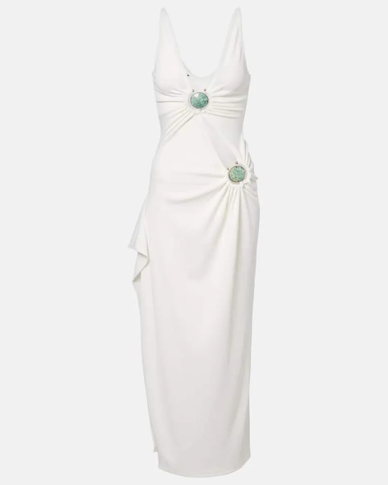 Christopher Esber Verziertes Maxikleid Mineral Stone aus Jersey Weiß