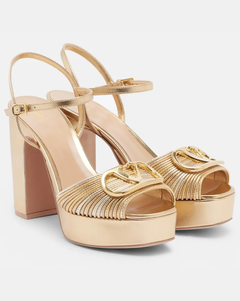 Valentino Garavani Plateau-Absätze VLogo Signature aus Leder Gold