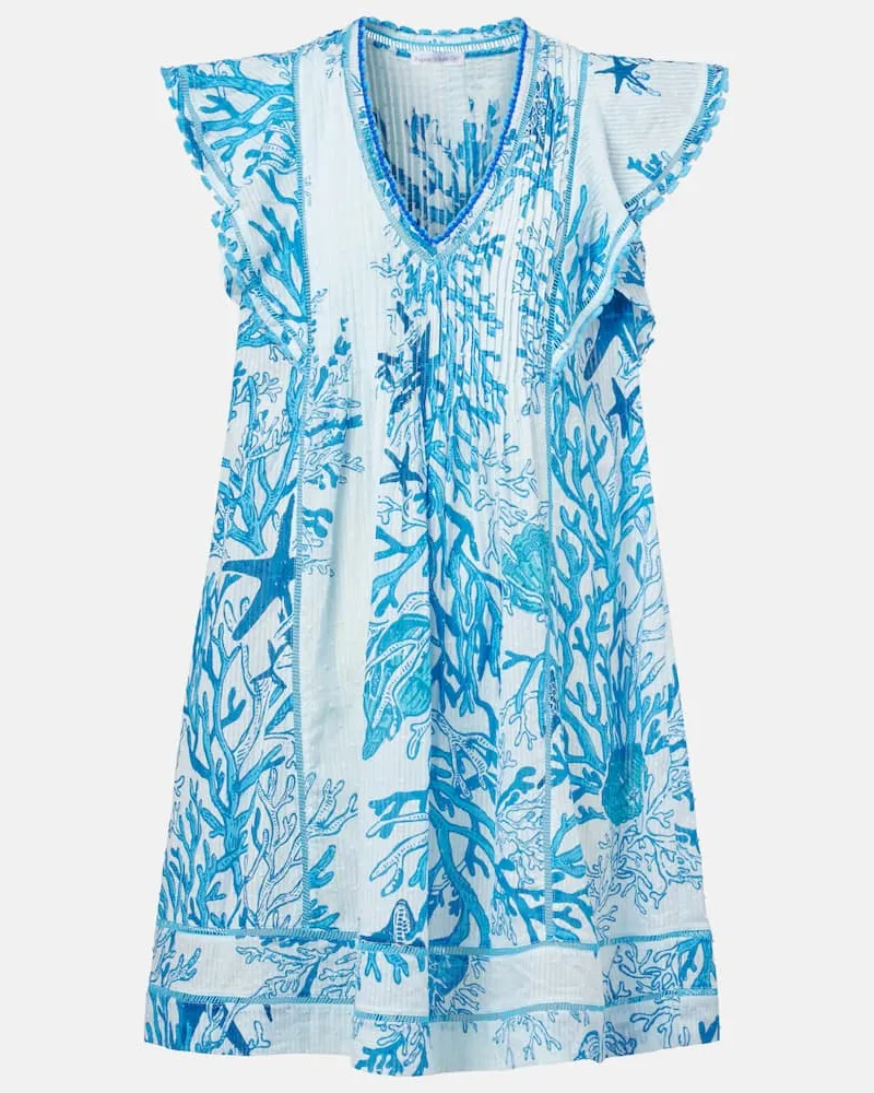 Poupette St Barth Minikleid Camelia aus Baumwolle Blau