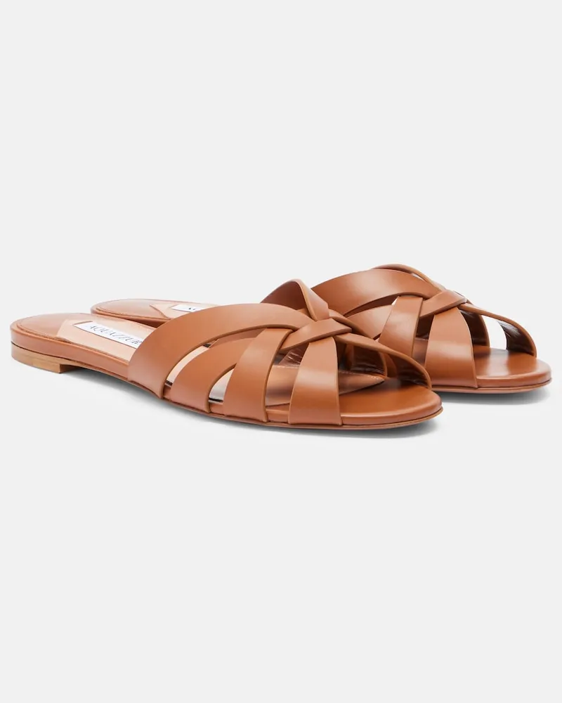 Aquazzura Pantoletten Copacabana aus Leder Braun