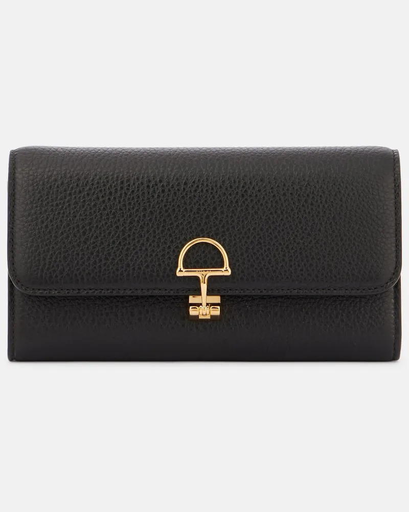 Gucci Portemonnaie Gucci Softbit Continental aus Leder Schwarz