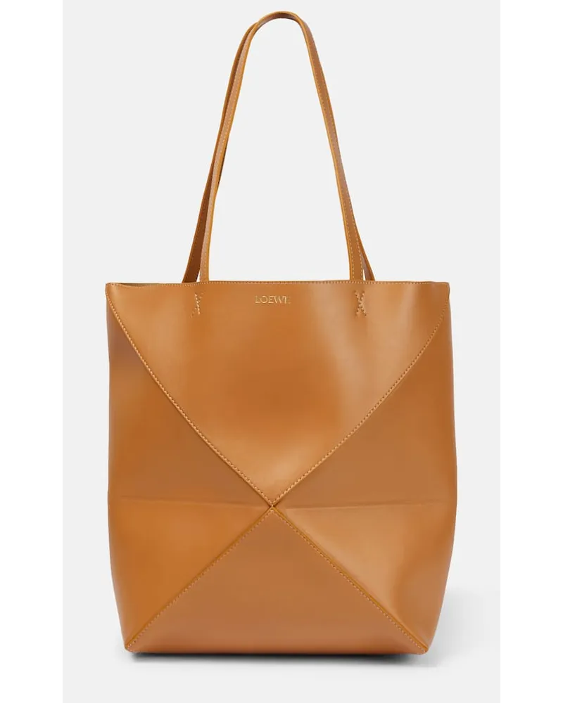 Loewe Tote Bag Puzzle Fold Medium aus Leder Braun
