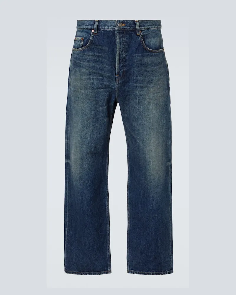 Saint Laurent High-Rise Straight Jeans Blau