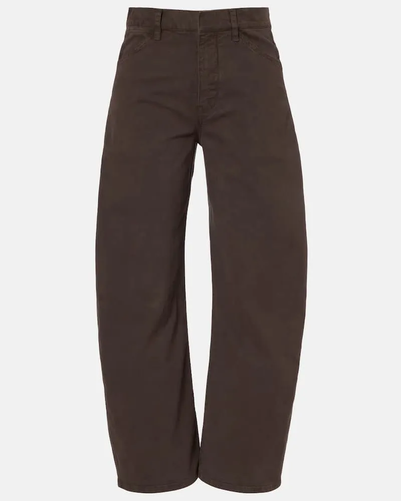 Nili Lotan Mid-Rise Barrel Jeans Tribeca aus Baumwolle Grün