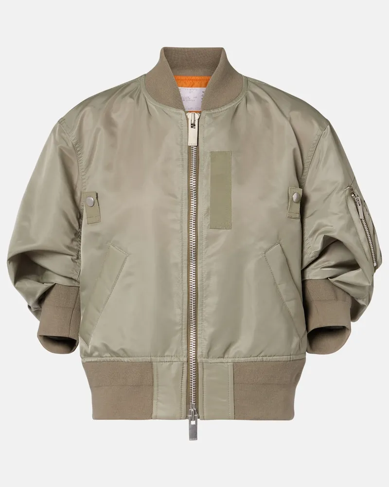 Sacai Cropped-Bomberjacke Grün