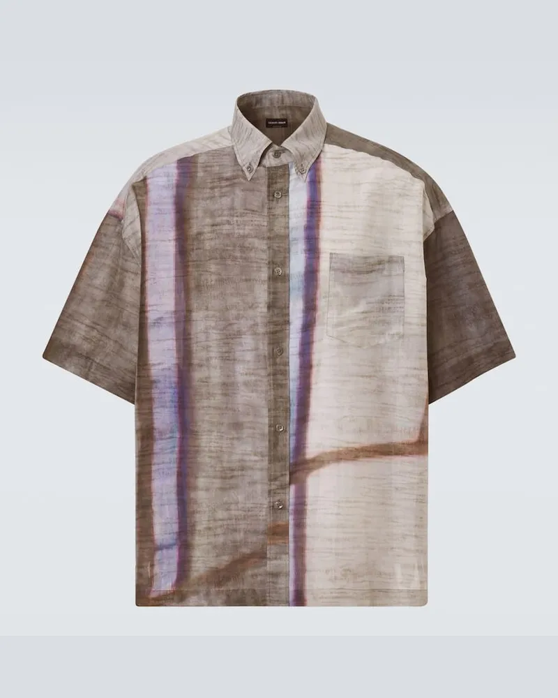 Giorgio Armani Bedrucktes Hemd aus Baumwolle und Seide Multicolor