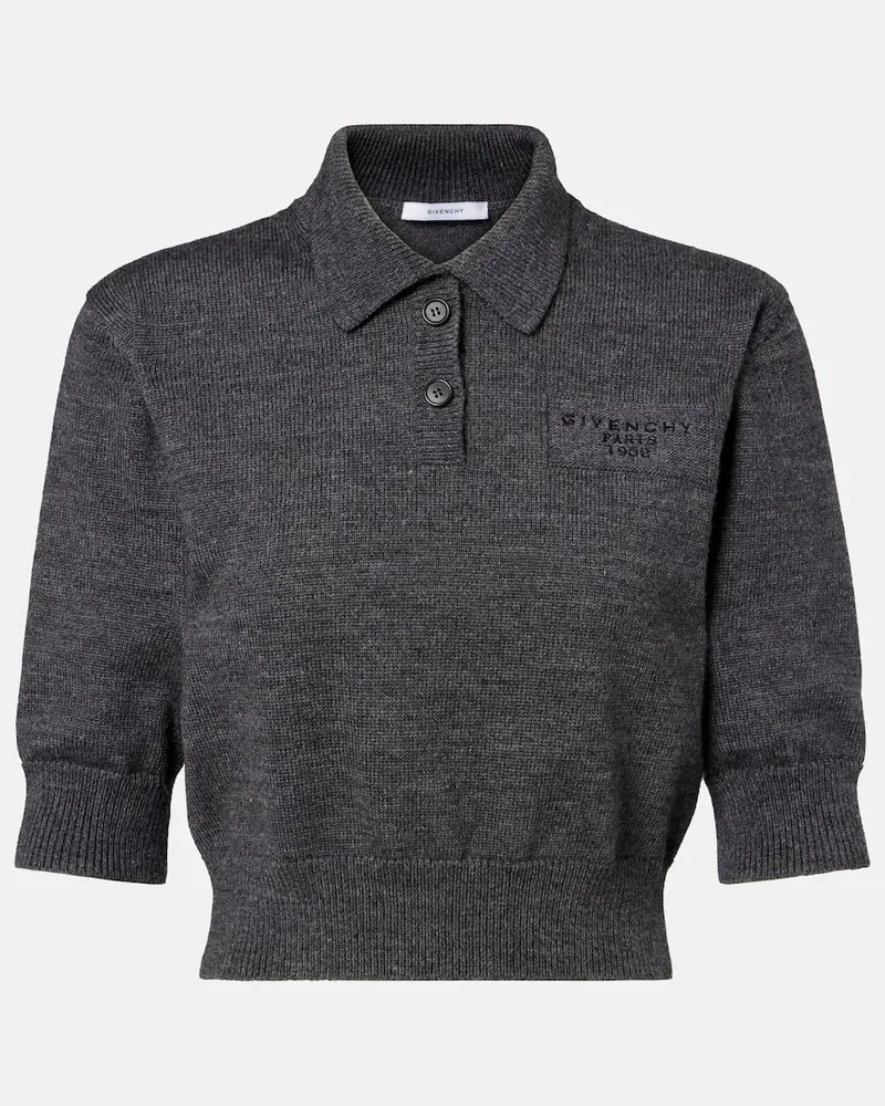 Givenchy Cropped-Polopullover aus Wolle und Alpakawolle Grau