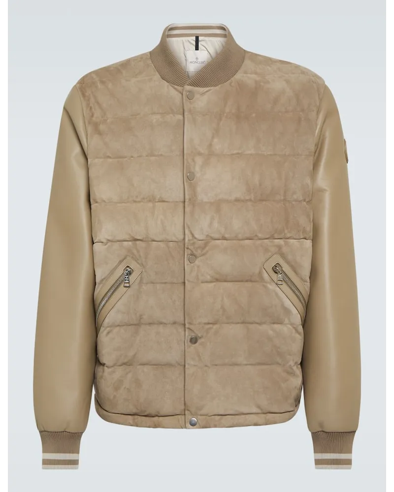 Moncler Daunenjacke Chalanches aus Leder Beige