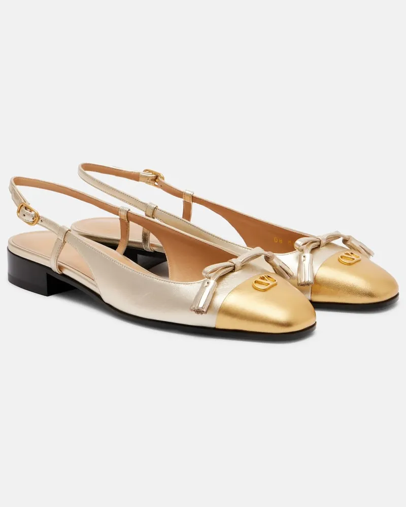 Valentino Garavani Slingback-Ballerinas Valet Du Roi aus Leder Silber