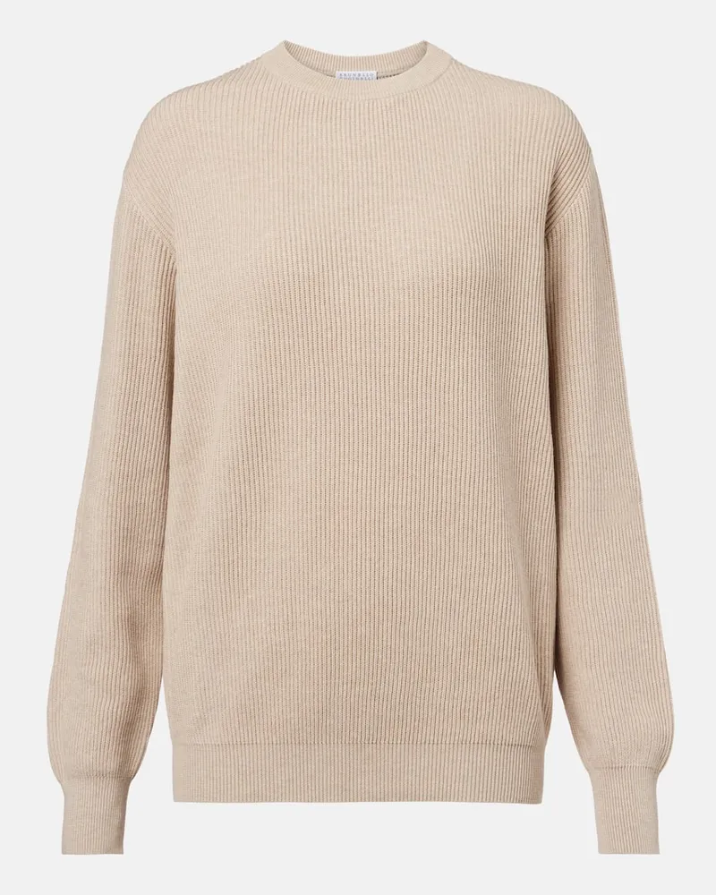 Brunello Cucinelli Pullover aus Baumwolle Beige