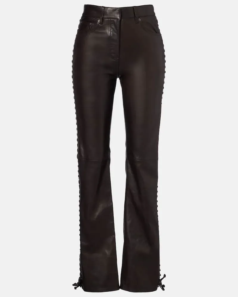 ROTATE Birger Christensen Gerade Hose aus Leder Braun