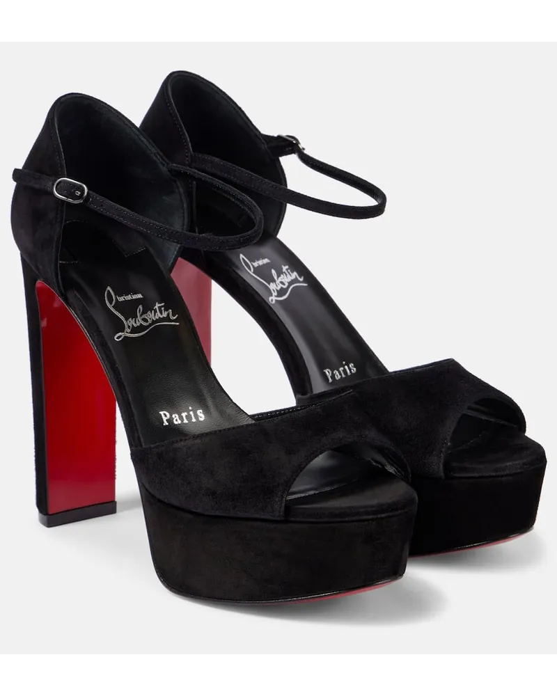 Christian Louboutin Sandalen Sandaloo 130 aus Veloursleder Schwarz