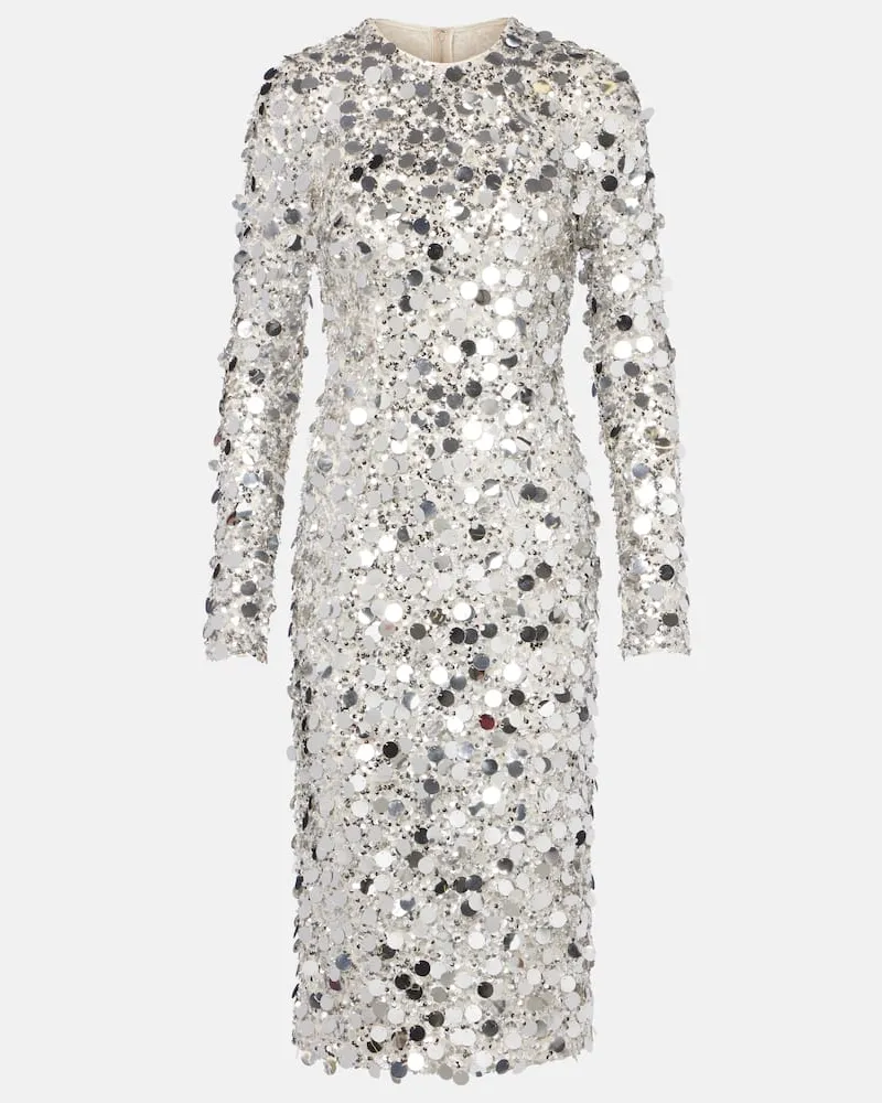 Dolce & Gabbana Midikleid mit Pailletten Silber