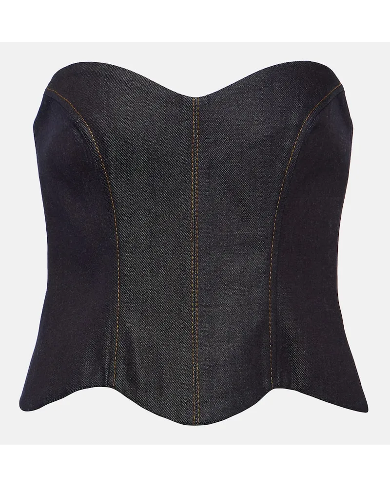 Aya Muse Bustier-Top Hyn aus Denim Blau