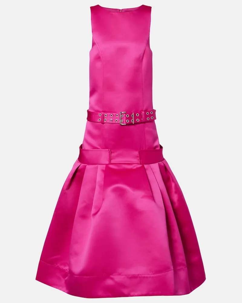 Ganni Midikleid aus Satin Rosa