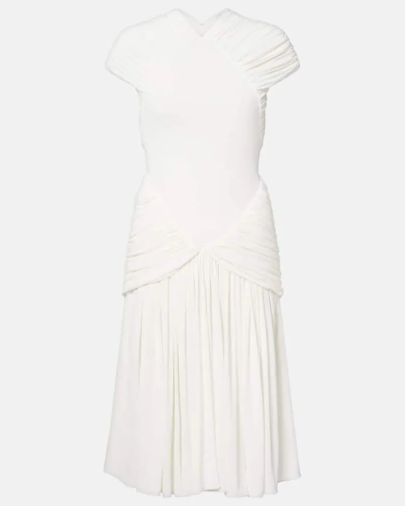 Ferragamo Midikleid aus Crêpe-Jersey Weiß