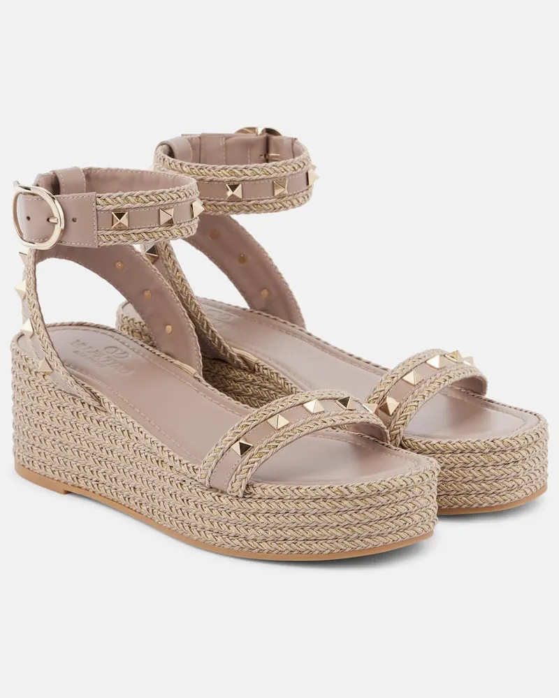 Valentino Garavani Espadrille-Sandalen Rockstud aus Leder Pink