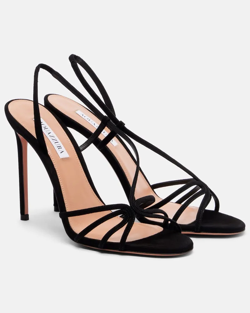 Aquazzura Sandalen Talk To Me 105 aus Veloursleder Schwarz