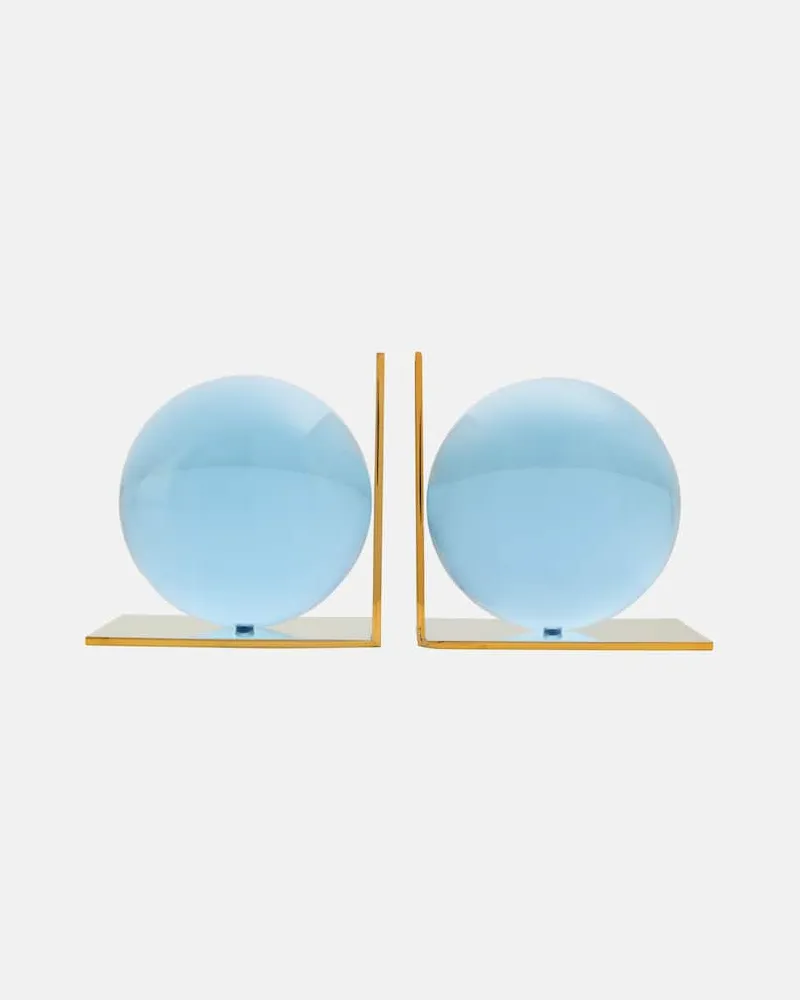 Jonathan Adler Set Globo aus zwei Buchstützen Blau