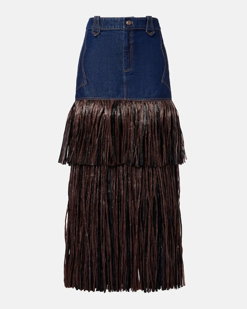 Johanna Ortiz Maxirock aus Denim Blau