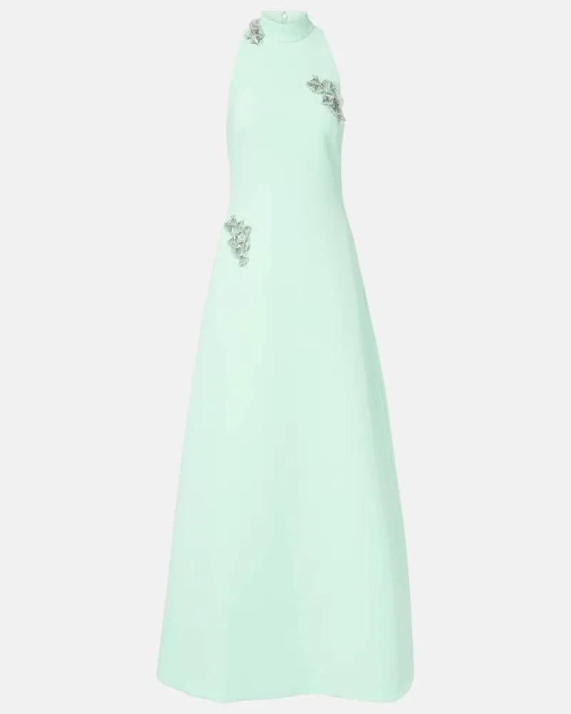 Safiyaa Verzierte Robe Priscilla aus Crêpe Grün