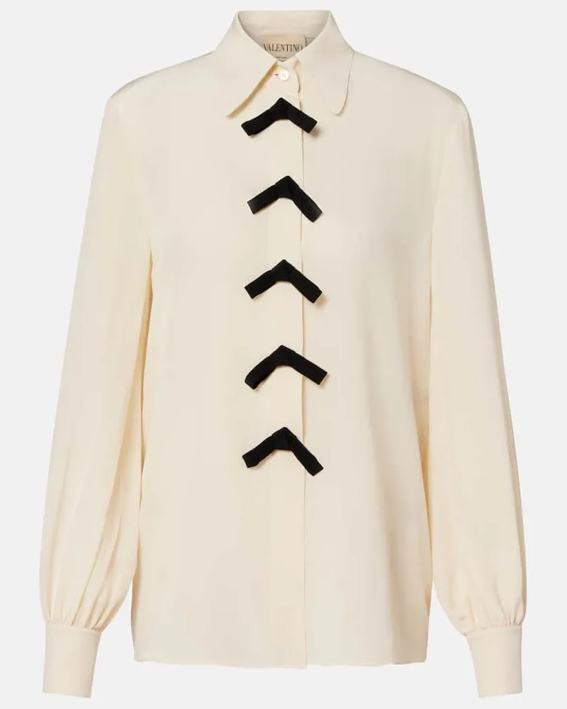 Valentino Garavani Bluse aus Crêpe de Chine aus Seide Weiß