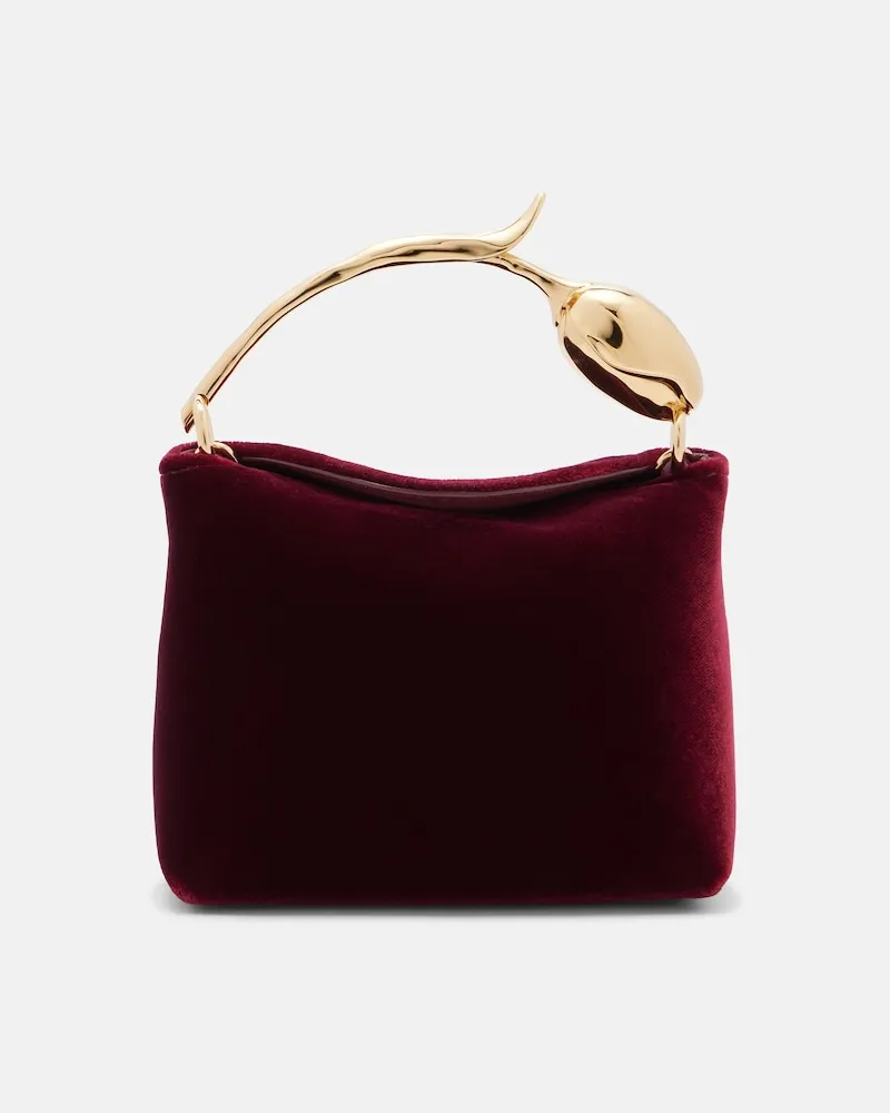 Erdem Tasche Bloom Micro aus Samt Burgunderrot